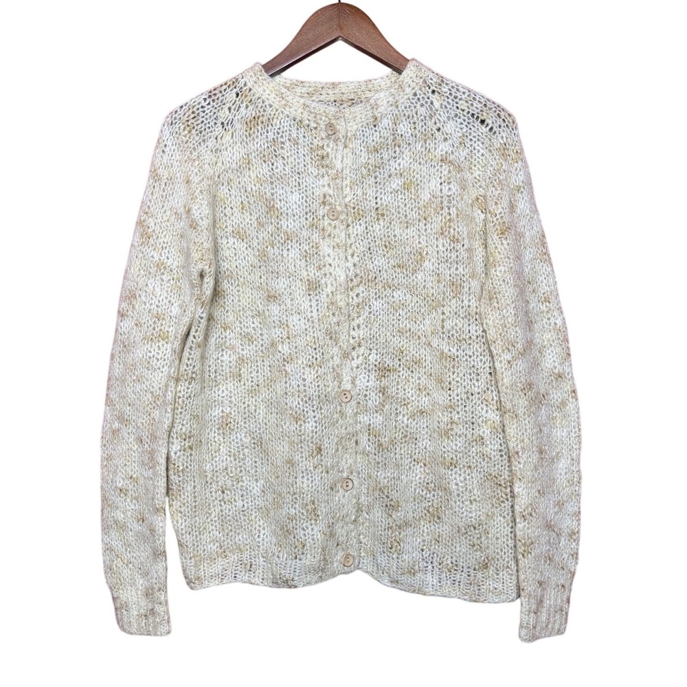 Unbranded Knit Cardigan Women XL Cream Tan Good Missing Button Cottagecore